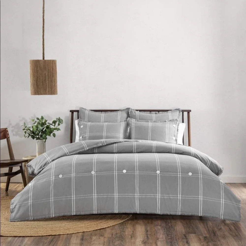 UGG Callie Washed Yarn Dyed Cotton Duvet Set King Size in Gray